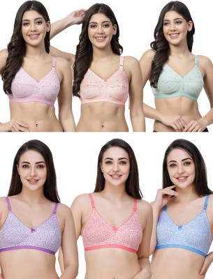 Docare MixPrint Women Everyday Non Padded Bra(Green, Pink, Orange, Blue, Red, Purple)