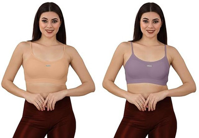 hsbtreads Bra for Everyday Wear Women Everyday Lightly Padded Bra(Purple, Beige)