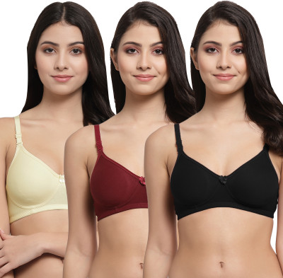 Docare Women T-Shirt Lightly Padded Bra(Black, Maroon, Yellow)