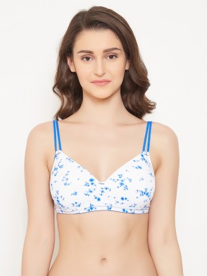 Clovia Women T-Shirt Lightly Padded Bra(White, Blue)