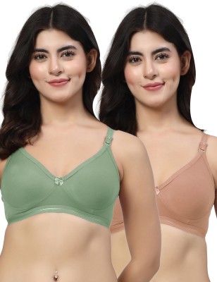 LILY ithsird Moulded Minimizer Women T-Shirt Non Padded Bra(Green, Gold)