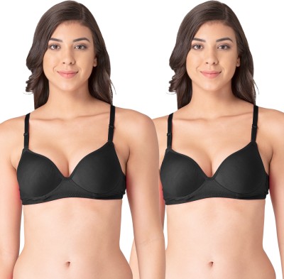 KOMLI Komli Heavily Padded Push-up Cotton Rich Bra Women Everyday Heavily Padded Bra(Black)