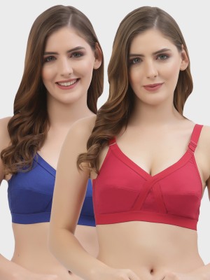 Floret Floret Non Padded Full Coverage Cotton Bra Women Full Coverage Non Padded Bra(Red, Blue)