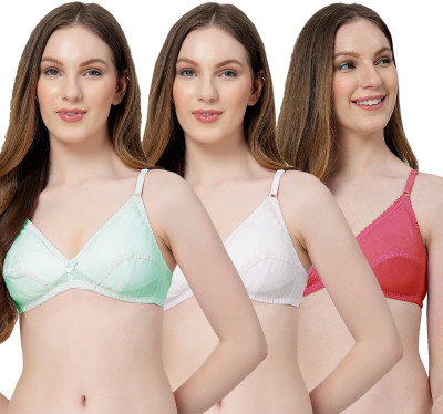 LILY anwahb Women Everyday Non Padded Bra(Green, White, Maroon)
