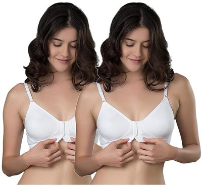 PIKCHA ENTERPRISE PE-WHITE FRONT OPEN-01 Women Full Coverage Non Padded Bra(White)