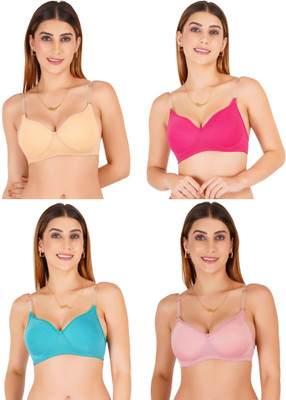 Liigne Transparent Strap Women Padded Bra Women Everyday Lightly Padded Bra(Gold)