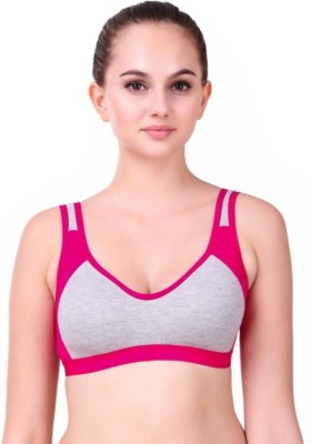 Draxstar Prime Jym Bra2 Women Sports Non Padded Bra(Grey, Pink)