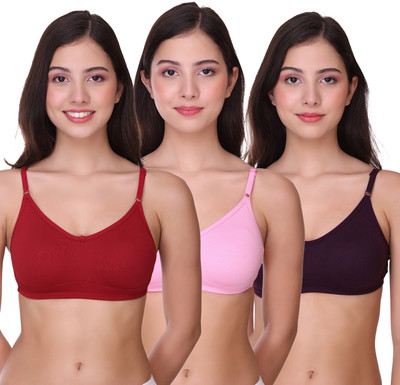 POOJA RAGENEE MQ3027 Women Everyday Non Padded Bra(Maroon, Pink, Purple)