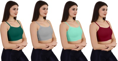 EXPONIQ Women's Cotton Lycra Free Size Non Padded Pull On Sport Bra Women Sports Non Padded Bra(Dark Green, Grey, Light Green, Maroon)