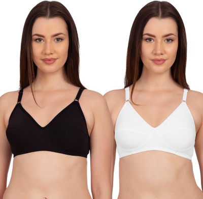 KOMLI by Komli Black Non Padded Full Coverage T-Shirt Women T-Shirt Non Padded Bra(White, Black)