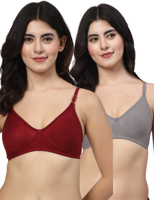 LILY ayir Women T-Shirt Non Padded Bra(Maroon, Grey)