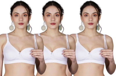 Fabme Women Maternity/Nursing Non Padded Bra(White)