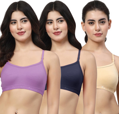LILY 3321Mino Women Sports Non Padded Bra(Purple, Dark Blue, Beige)