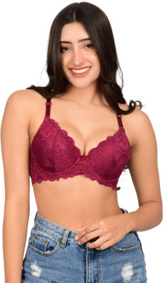 Bare Dezire Women Push-up Lightly Padded Bra(Maroon)