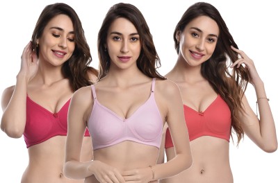 FIMS Women T-Shirt Non-Padded Moulded Bra Pack of 3 Multicolor Women T-Shirt Non Padded Bra(Multicolor)