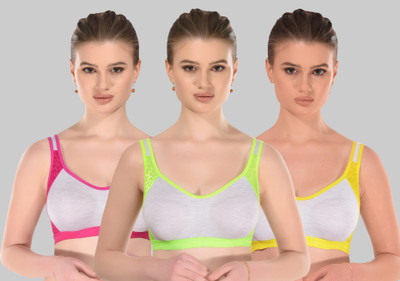 Yana Women Sports Non Padded Bra(Yellow, Pink, Light Green)