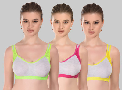 Lady One Women Sports Non Padded Bra(Yellow, Pink, Light Green)