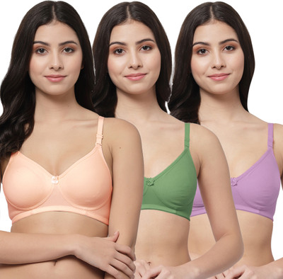 Docare NovaPad Women T-Shirt Lightly Padded Bra(Orange, Green, Purple)