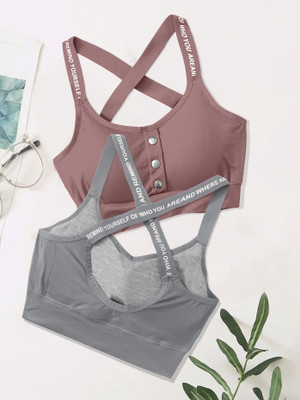 NAGARVEL CREATION crosss-pink-gry-02-p02-30 Women T-Shirt Lightly Padded Bra(Multicolor)