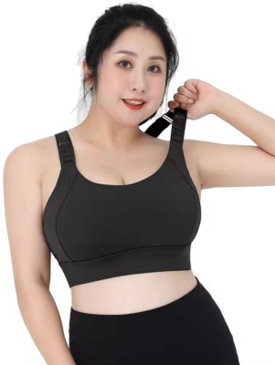 Piftif Women Sports Lightly Padded Bra(Black)