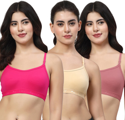 LILY 3321Mino Women Sports Non Padded Bra(Pink, Beige, Maroon)