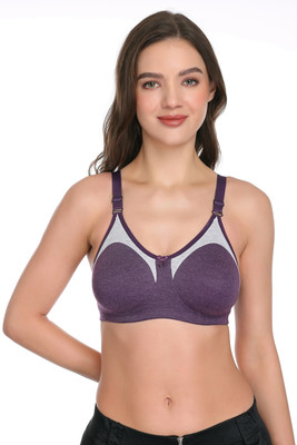 SKDREAMS Women T-Shirt Non Padded Bra(Purple)