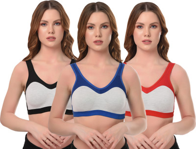 Yana Women Sports Non Padded Bra(Red, Black)
