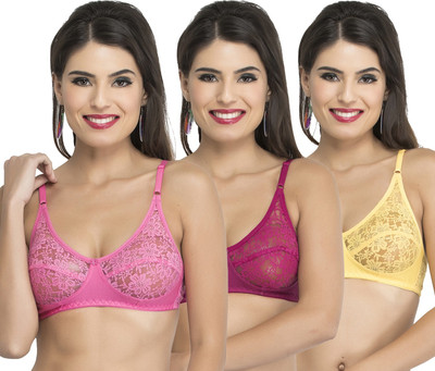 Docare Diamond Women Bralette Non Padded Bra(Purple, Pink, Yellow)