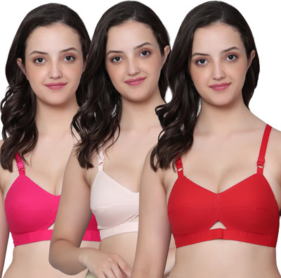 Aimly Women's Cotton Non-Padded Non-Wired Full Coverage Daily Use Regular Bra Combo Women Everyday Non Padded Bra(Multicolor)