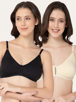 Lady Lyka Women T-Shirt Non Padded Bra(Black, Beige)