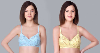 CALCADOS Combo pack of 2 Women Push-up Lightly Padded Bra(Yellow, Blue)