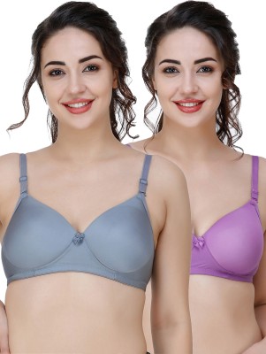 COLLEGE GIRL CGPAD1207-CGPAD1208 Women T-Shirt Lightly Padded Bra(Grey, Purple)