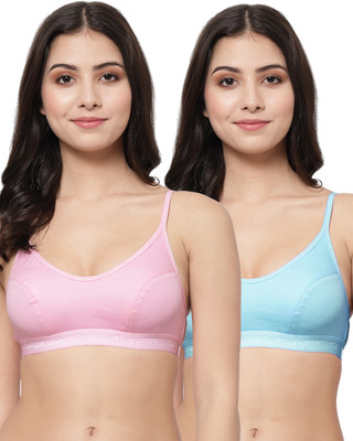 COLLEGE GIRL SB08 Women Sports Non Padded Bra(Pink, Blue)