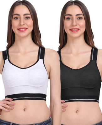 LILY stropsallets Moulded Double Layered Women Sports Non Padded Bra(Grey, Black)