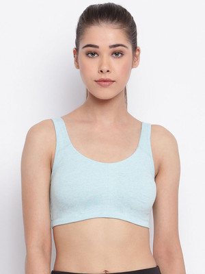 Enamor High Coverage, Wirefree SB06 Low-Impact Cotton Lounge Women Sports Non Padded Bra(Blue)