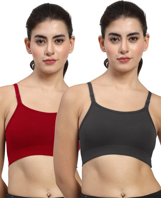 LILY stropsazilMino Women Sports Non Padded Bra(Black, Maroon)