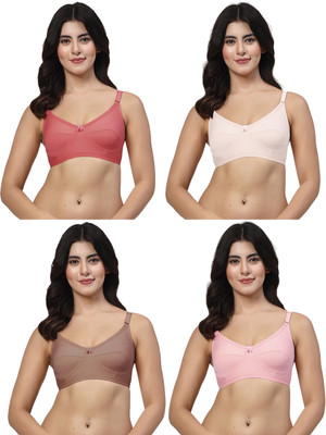 LILY akihdar Women Minimizer Non Padded Bra(White, Maroon, Maroon, Pink)