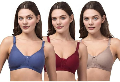 Lewiss Women Full Coverage Non Padded Wire Free Cotton Everyday Bra Women Everyday Non Padded Bra(Multicolor)