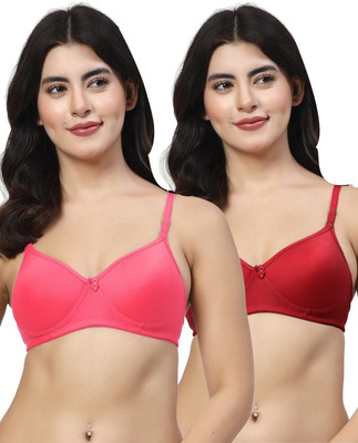 LILY maofcigam Women T-Shirt Heavily Padded Bra(Red, Maroon)