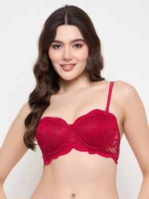 Clovia Women Balconette Lightly Padded Bra(Red)