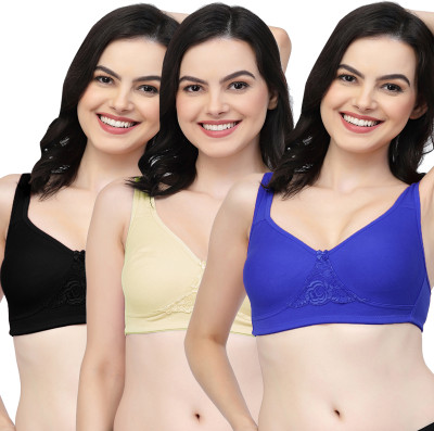 COLLEGE GIRL CG1214 Double Layered Women Everyday Non Padded Bra(Dark Blue, Beige, Black)