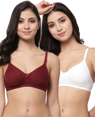 COLLEGE GIRL Detachable Strap Women T-Shirt Lightly Padded Bra(Maroon, White)