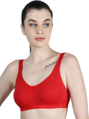 Vanila Women Sports Non Padded Bra(Size 38, Pack of2) Women Sports Non Padded Bra(Red, Beige)