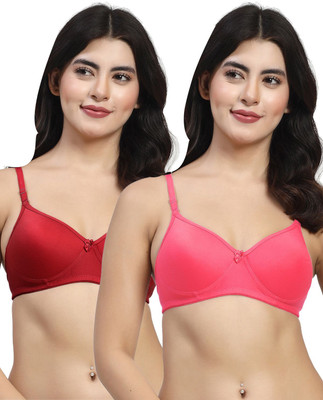 LILY maofcigamMino Women T-Shirt Heavily Padded Bra(Red, Maroon)