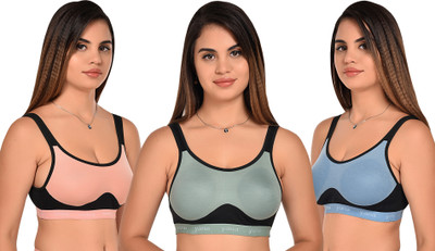 Yana Women Sports Non Padded Bra(Light Blue, Light Green, Pink)