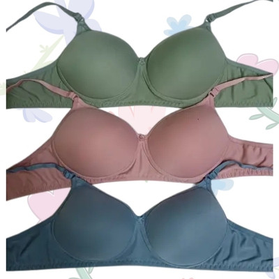 Kesar Lingeries seamless bras padded Women Full Coverage Lightly Padded Bra(Light Green, Blue, Pink)