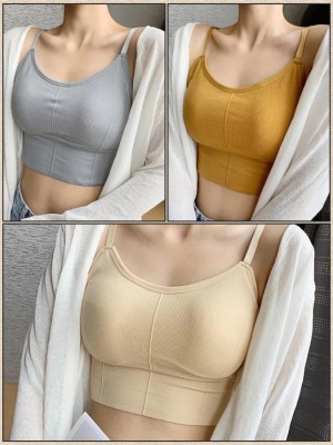 Vihrik No Women Everyday Lightly Padded Bra(Yellow, Beige, Grey)