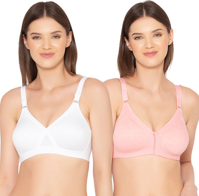 Groversons Paris Beauty Non-padded Combo Bra Women Full Coverage Non Padded Bra(Pink, White)