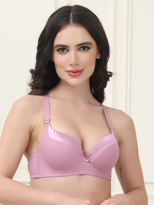 Quttos Quttos Lightly Padded Underwire T-shirt Bra With Hot Satin Finish Cup Women T-Shirt Lightly Padded Bra(Purple)