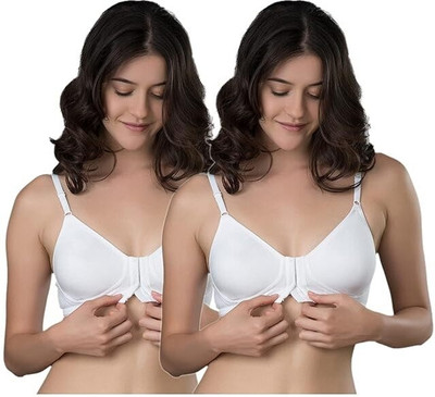 victoria enterprise SHG Women Front Closure Full Coverage Non Padded Non Wired Bra Women Full Coverage Non Padded Bra(White)